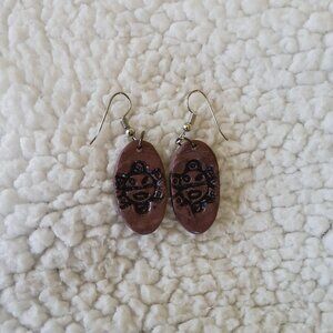Handmade Bohemian Taino sol Sun engraved earrings